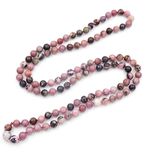 mala Beads Necklace for Women Man, mala Bracelet, Prayer Beads Necklace - color: rhodonite no tassel