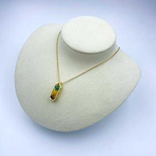 Natural Crystal Necklace Gift for New Beginnings, Crystals and Healing Stones Necklace for Anxiety Relief, Encourage Gift For Women, Mum, Natural Genuine Gemstone, Cheer Up - color: Gold, style: Good Luck