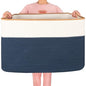 MINTWOOD Design 112L Extra Large Blanket Basket Holder Living Room, 25"x17"x16" Rectangle Rope Woven Storage Basket with Handles for Laundry, Towels, Shoes, Dog Toy Organizer Bin Box, Prussian Blue - color: Prussian Blue