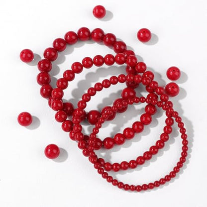 4pcs Beaded Bracelets for Women,Natural Healing Crystal Gemstones Bracelet,Anxiety Stress Relief Bracelet Handmade purple Jewelry Gifts for Women - color: Red agate