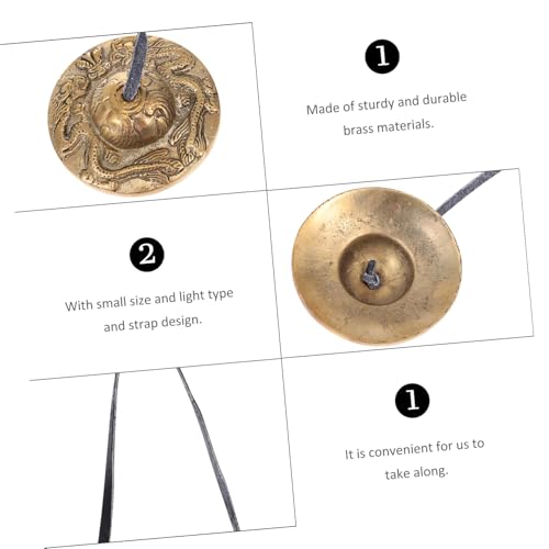 FRCOLOR Brass Cymbal Bell Tibetan Buddhism Percussion Instrument Small Handheld Yoga Meditation Bell for Relaxation and Spiritual Practice