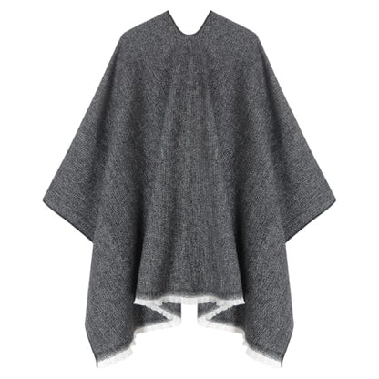 Women's Shawl Wrap Poncho Warm Cape Cardigan Open Front Shawls for Spring Fall Winter Cold Weather Days - color: Black