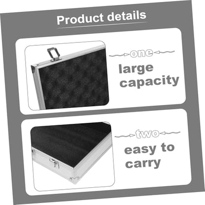 Ipetboom Aluminum Hard Case With Foam, 14x3x8 Inches Metal Tool Container Travel Case Locking Briefcase Case with Foam - color: White