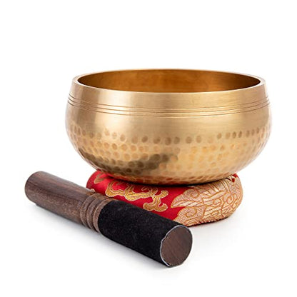 Tibetan Singing Bowl Set - Easy To Play for Beginners - Authentic Handcrafted Mindfulness Meditation Holistic Sound 7 Chakra Healing Gift by Himalayan Bazaar (5")
