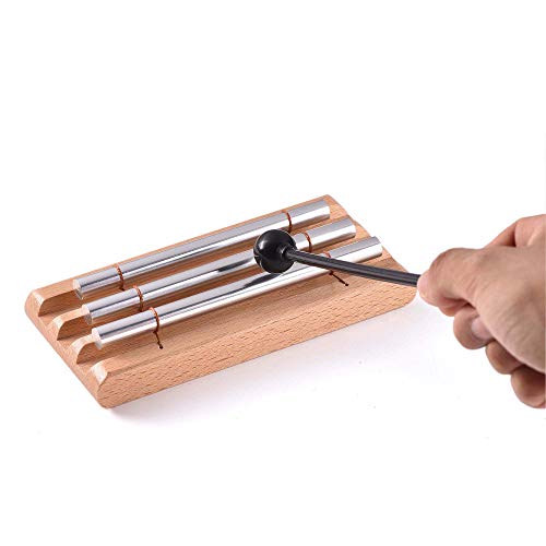 Three Tone Meditation Chime, Trio Hand Chime Bell Percussion Instrument for Yoga, and Teachers’ Classroom Management
