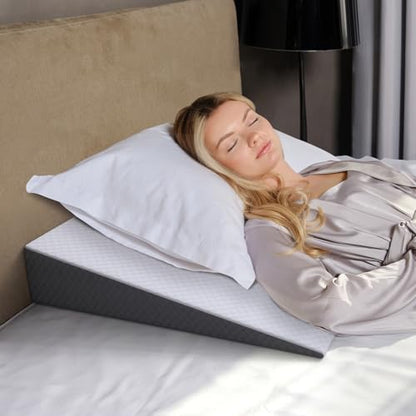 Kolbs Bed Wedge Pillow for Sleep Apnea, FSA Eligible Acid Reflux, and Back Pain Relief, with Chic Jacquard Cover - Headboard Wedges for Sleeping (5" Gentle Incline) - size: 5" Gentle Incline