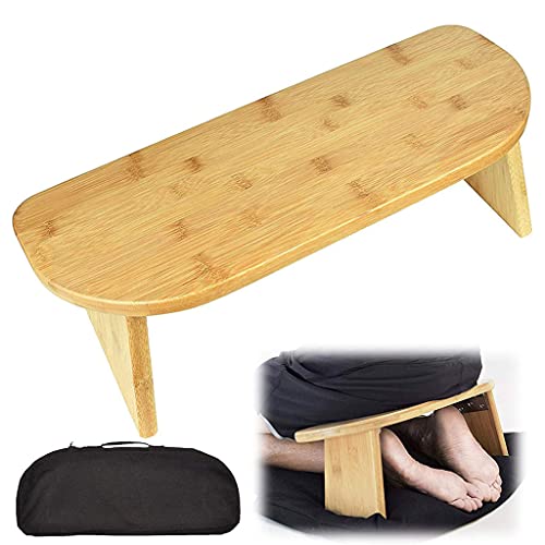Foldable Meditation Bench Portable Kneeling Chair (18" W x 7.5”L) Yoga Stool from Bamboo with Travel Bag