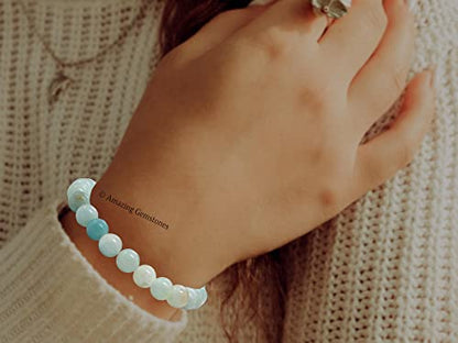 Amazing Gemstone Crystal Bracelet for Women Men's Gifts - Protection Healing Crystal Bracelet - 8mm Gemstone Beaded Stretchable Bracelet Pulseras Para Hombres Mujer Stocking Stuffers Mothers Day Gift (Amazonite) - color: Amazonite