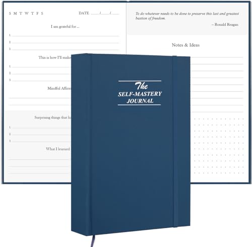 Self-Mastery Journal for Men - 182 Days Daily Reflection Notebook – Mental Health Journal, Anxiety & Guided Journal for Women & Men, Meditation & Mood Log, Blue