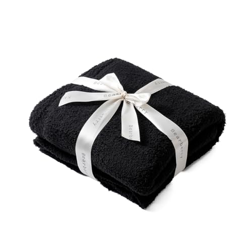 bearberry Super Soft Fluffy Throw Blanket Lightweight Cozy Warm Throw Blankets for Couch Bed Sofa All Season (Black, 50”x60”) - color: Black, size: Throw(50″x60″)