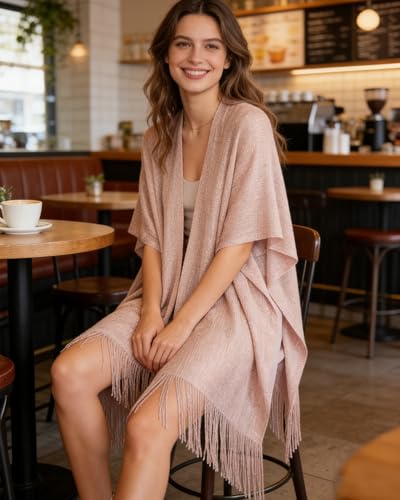 Sparkle Metallic Evening Shawls for Women formal Party Dresses Beach Travel Cardigan Shawl Wrap for Swimsuit - color: M-light Pink