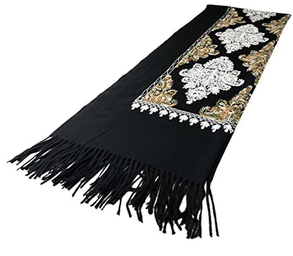 Urban CoCo Women's Embroidered Tassel Long Shawl Oversize Scarf Wraps for Women - color: #2-black