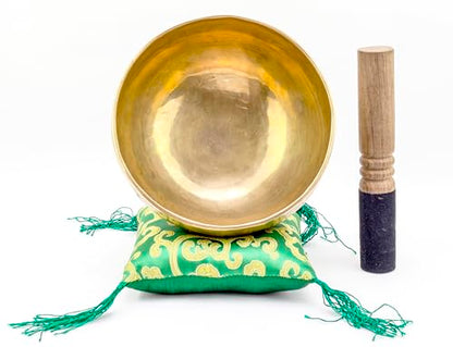 6-Inch Handmade Tibetan Singing Bowl ~ Superb B Crown Chakra Balancing ~ Best use for Meditation, Sound Healing, Cleansing, Mindfulness & Relaxation ~ Cushion & Sueded Leather wooden Mallet included