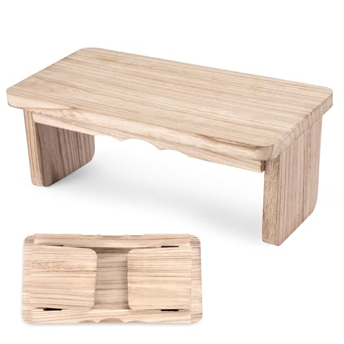 Wooden Step Stool - 9'' One Step Stool for Adults, Wooden Beside Step, Heavy Duty/Portable/Nonslip/Durable Construction Safe Step for Bedroom/Kitchen (Light Wood)