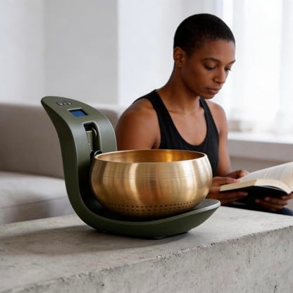 Automatic Tibetan Singing Bowl – Hands-Free Sound Healing Meditation Bowl, Auto-Striking Resonant Tibetan Sound Bowl for Yoga, Mindfulness, Energy Healing, Deep Relaxation & Sleep