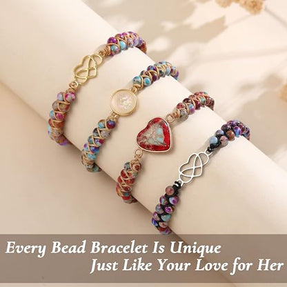 Gifts for Daughter Granddaughter, To My Mom Grandma Wife Girlfriend Sister Jasper Heart Bracelets Birthday Graduation Anniversary Christmas Stocking Stuffers Valentines Mothers Day Jewelry - style: 8.Gift To My Sister: Infinity Heart