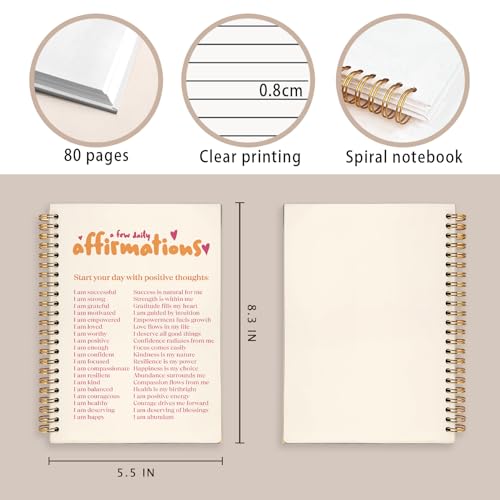 Daily Affirmation Journal, Affirmation Journal for Women, Inspirational Notebooks for Women, Positive Affirmations Gifts, a Few Daily Affirmations Hardcover Spiral Notebook 5.5x8.3 Inch - color: Affirwations