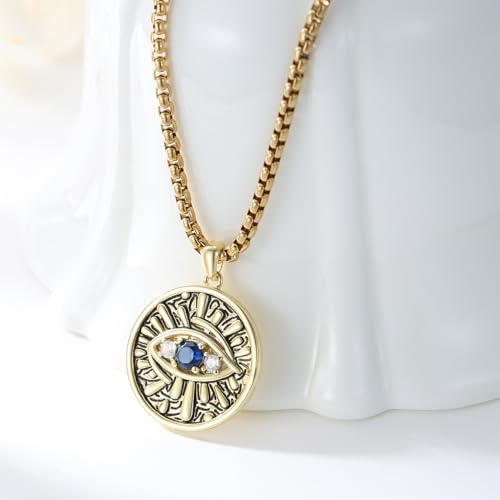 Evil Eye Necklace for Women 925 Sterling Silver, Protection Necklace with Blue Evil Eye Charm, Evil Eye/Lotus Pendant Jewelry, Birthday Christmas Gifts for Her - style: Blue Evil Eyes 01
