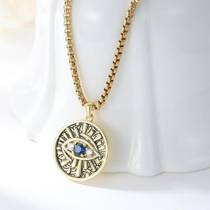 Evil Eye Necklace for Women 925 Sterling Silver, Protection Necklace with Blue Evil Eye Charm, Evil Eye/Lotus Pendant Jewelry, Birthday Christmas Gifts for Her - style: Blue Evil Eyes 01