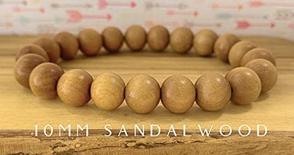 Sandalwood Bracelet for Women Men Buddhist Prayer Strand Chandan Bracelet Handmade Stretchable Elastic Sandalwood Beaded Wristbands for Yoga Meditation - style: 10mm Beads