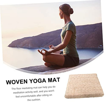ABOOFAN Thick Straw Woven Mat Eco-Friendly Yoga Meditation Pad Floor Pillow Funny Welcome Mat