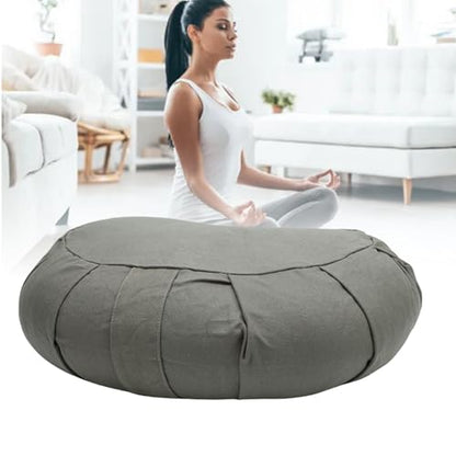 Half Moon Meditation Cushion, Yoga Meditation Pillow with Buckwheat Hulls and Cotton Cover for Floor Seating, Stable Support with Compact Lightweight Design (Gray) - color: Gray