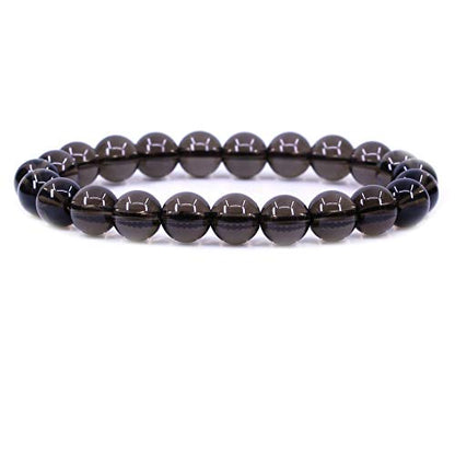 Keleny Gem Semi Precious Gemstones 8mm Round Beads Crystal Stretch Bracelets 7 Inch Unisex - color: Smoky Quartz
