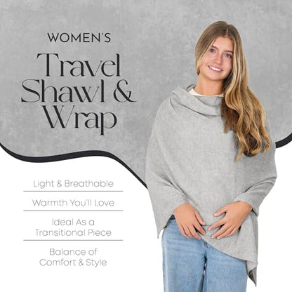Velanio Cashmere Luxury Knitted Wrap Travel Shawl Scarf, Pashmina Stole, All-Season Scarf for Women Cashmere Wool Blend - color: Silver Grey