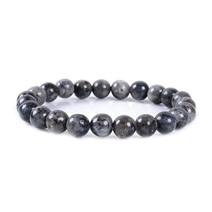 Justinstones 8mm Round Beads Stretch Bracelet 7 Inch Unisex - color: Larvikite