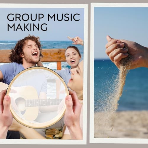 Pack of 2 Ocean Sound Drum – 10 Inch Ocean Drum and 4 Inch Wave Reel Musical Instruments for Adults Sea Sound for Relaxation Meditation Yoga Sea Reel for Home Supplies - size: Pack of 2