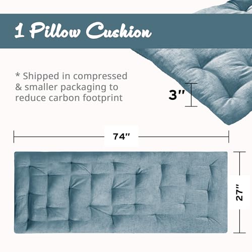Intelligent Design Edelia Foldable Poly Chenille Light Weight Lounge Floor Pillow Cushion Tufted Seat for Meditation, Game Playing, Yoga, Reading with Travel Wrap, 74x27, Aqua - color: Aqua
