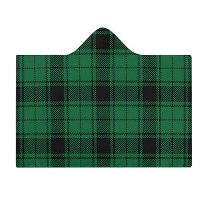 Scottish Tartan Plaid Green Large Size Comfortable Hooded Blanket, Warm Blanket 40"x50" - color: Scottish Tartan Plaid Green, size: 40"x50"