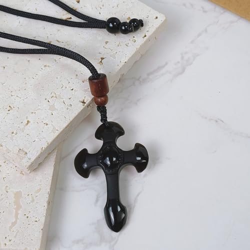 Crystal Pendant Necklaces Healing love Women's Men's choker Obsidian Tiger eye White Crystal Black Gold waterproof dainty Charm stackable statement Cute Stone necklace Unisex - style: Crystal pendant Cross