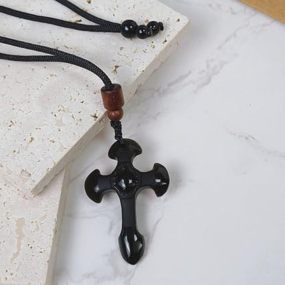 Crystal Pendant Necklaces Healing love Women's Men's choker Obsidian Tiger eye White Crystal Black Gold waterproof dainty Charm stackable statement Cute Stone necklace Unisex - style: Crystal pendant Cross