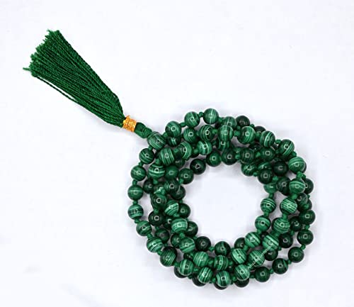 Amazing Gemstone Malachite Mala Beads - 108 Prayer Beads for Meditation and Mindfulness Practice, Handcrafted Mala Beads with Natural Gemstones for Spiritual Healing and Relaxation (Knotted) - color: Malachite (Original), style: Knotted