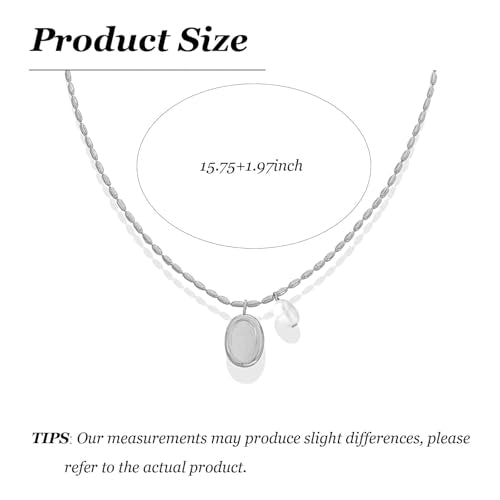 Worry Stone Necklace For Women Gold Silver Thumb Pearl Pendant Fidget Anxiety Relief Statement Jewelry Dainty Simple Meditation Relaxation Stress Relief Gifts - color: A2:silver