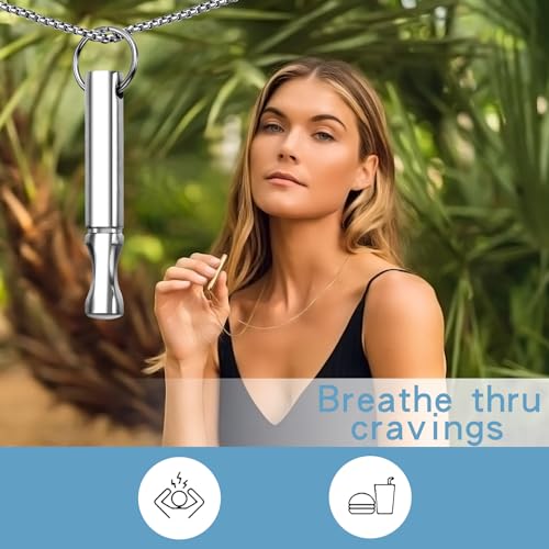 Mindfulness Breathing Necklace Stress Relief Pendant Stainless Steel Anxiety Breathe Necklace for Women Men - color: Steel