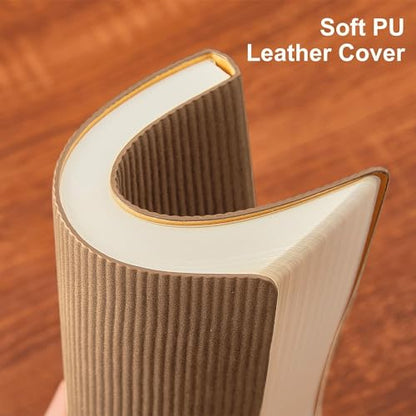 Lined Journal Notebook for Work College Ruled Notebook 5.79" x 8.27" A5 PU Leather Daily Journaling Notebook 216 Pages for Women Men Daily Writing Business School Travel Gift (Khaki) - color: 01-Khaki-1pack, style: A5 Lined 216pages