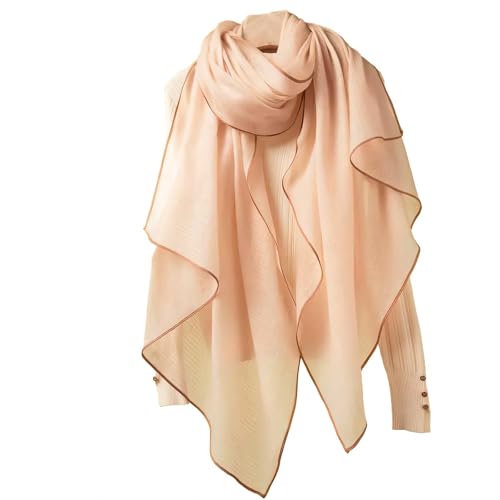 Luxury Cashmere Pashmina Style Shawl - Silk & Wool Blend Scarf, Lightweight Skin-Friendly Wrap - color: Honeycomb Fabric. - Orange