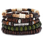 Wooden Beads Stretch Bracelet Multi-Layered Stretch Bracelet for Women Men Elastic Bracelet 5pcs - color: A-01