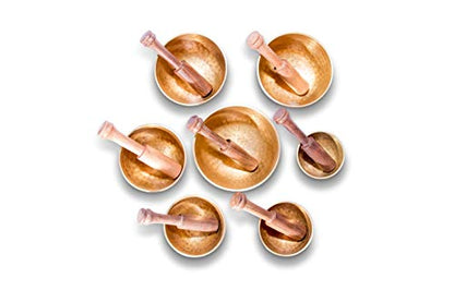 MASUM Tibetan Singing Bowl Set of 7, Authentic 7 metals for Yoga, Chakra healing, Deep Relaxation, Stress Relief and Mindfulness, Handmade in Nepal, comes w/ silk cushions an sticks MA-04