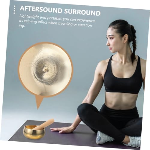 1 Set Music Bowl Sound Relaxation Meditations Bowls Mallet Creative Holder Meditation Bowl Meditation Singing Bowl Golden Clapper - size: 8x8x5cm