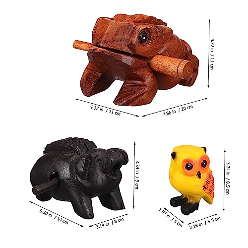 VICASKY 3pcs Wooden Sound Toad Pig Owl Music Percussion Instruments for Home Office Decoration Realistic Sounds Premium Craftsmanship