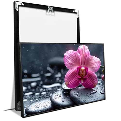 Zen Stone Canvas Wall Art Stone Orchid Poster Stone Painting Meditation Theme Mural Water Lily Stone Wall Painting Printing for Bedroom Living Room Yoga Spa Meditation Bathroom Decor - color: Zen-1, size: 8x12in BlackMetalFrames
