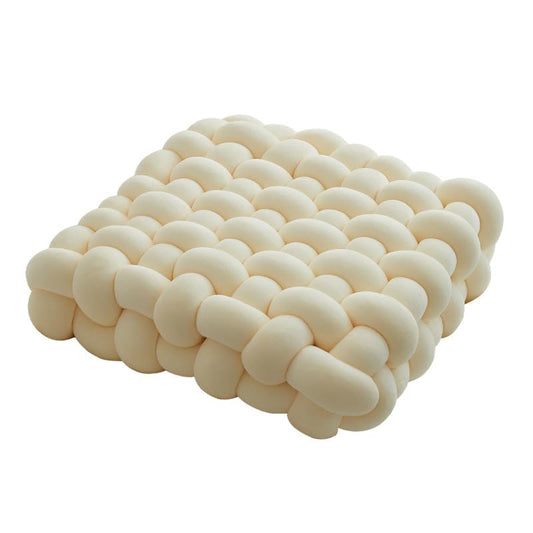 Knot Pillow, Meditation Mat, Large Floor Mat, Chair Pillow, Upholstered Cushion, Square Knot Seat Cushion, Home Decoration, Living Room, Bedroom, Sofa (Milky White) - color: Milky White