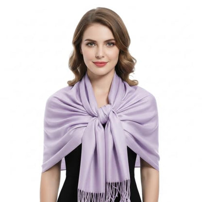 Peach Couture Women’s Pashmina Shawl Wrap – Warm Long Large Scarf for Evening Dress, Bridesmaid, Wedding & Bridal Wear - color: Iced Lavender
