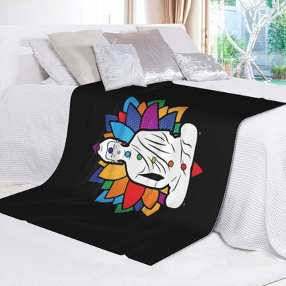 Buddha Chakra Meditation Super Soft Ultra-Fine Wool Blanket Sofa Living Room Linen Blanket Bedding Sofa Cover Blanket Soft Bed Blanket for Sofas and Beds - size: 50"x40"