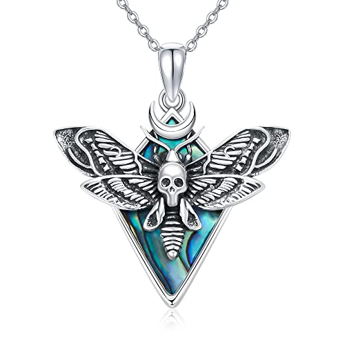 Sterling Silver Cute Animal Pendant Necklace Fox/Snake/Unicorn/Owl on Moon/Rabbit/Horse Necklace Jewelry for Women Mom Sister - style: moth