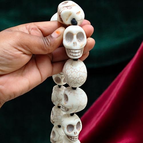 Mund Mala Skull Necklace – Mahakali Rosary 33+1 Beads – Narmund Bone Mala for Tantric Kali Sadhana, Yoga, Meditation, Healing, Evil Eye Protection, Gothic Halloween Jewelry