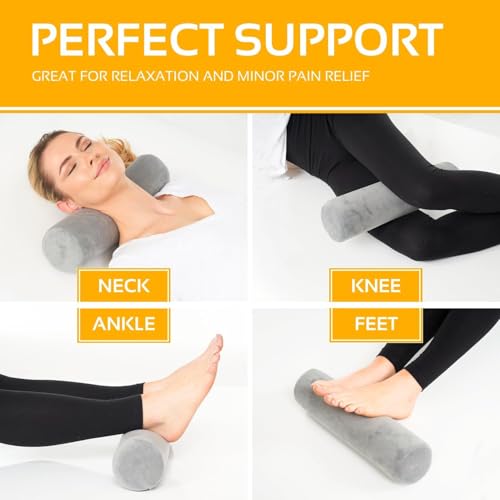 AllSett Health Firm Cervical Neck Roll Memory Foam Pillow, Bolster Pillow, Round Neck Support for Sleeping | Bolster for Bed, Legs, Back and Yoga - style: 17x4 Inch, Firm